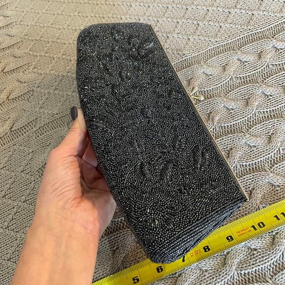 Vintage Charcoal/Black Beaded Clutch - Picture 12 of 12